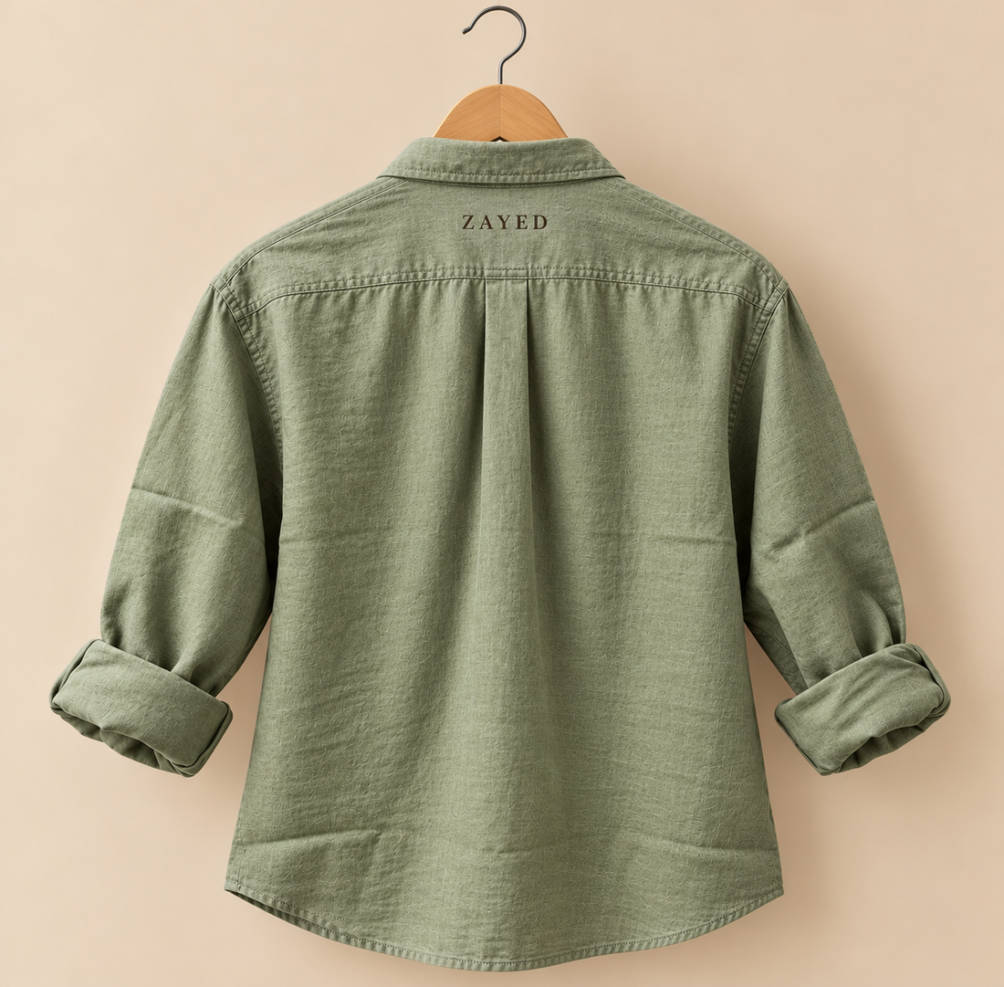 CAMISA DE LINO MANGA LARGA GREEN ZAYED