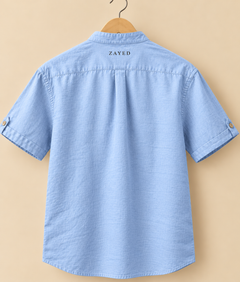 CAMISA DE LINO MANGA CORTA CUELLO MAO BURJ DUBAI